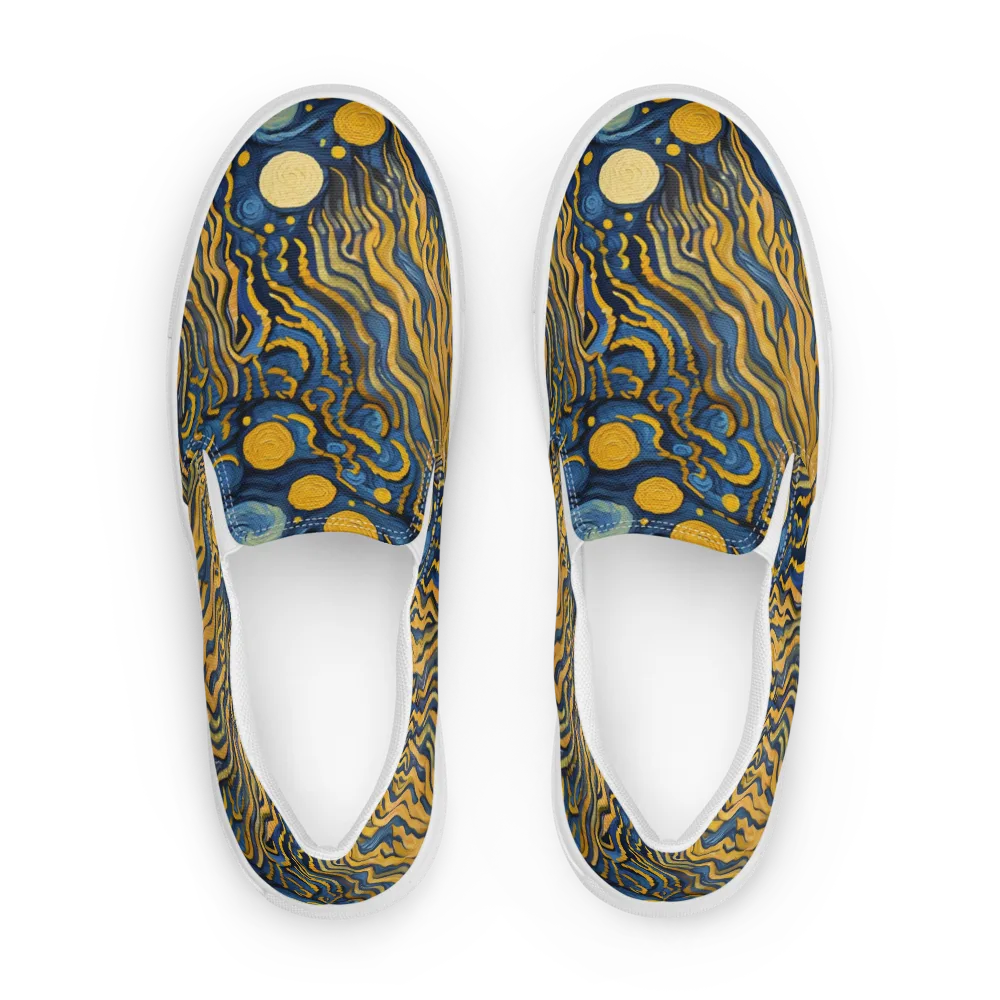 Gilded Tidal Bloom on Men's Slip-On Canvas Shoes — Front