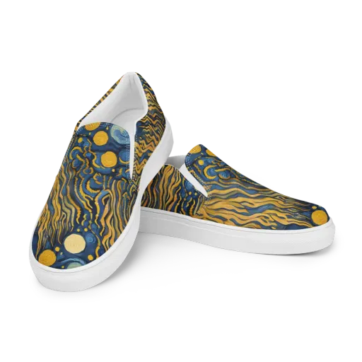 Gilded Tidal Bloom on a Men's Slip-On Canvas Shoes