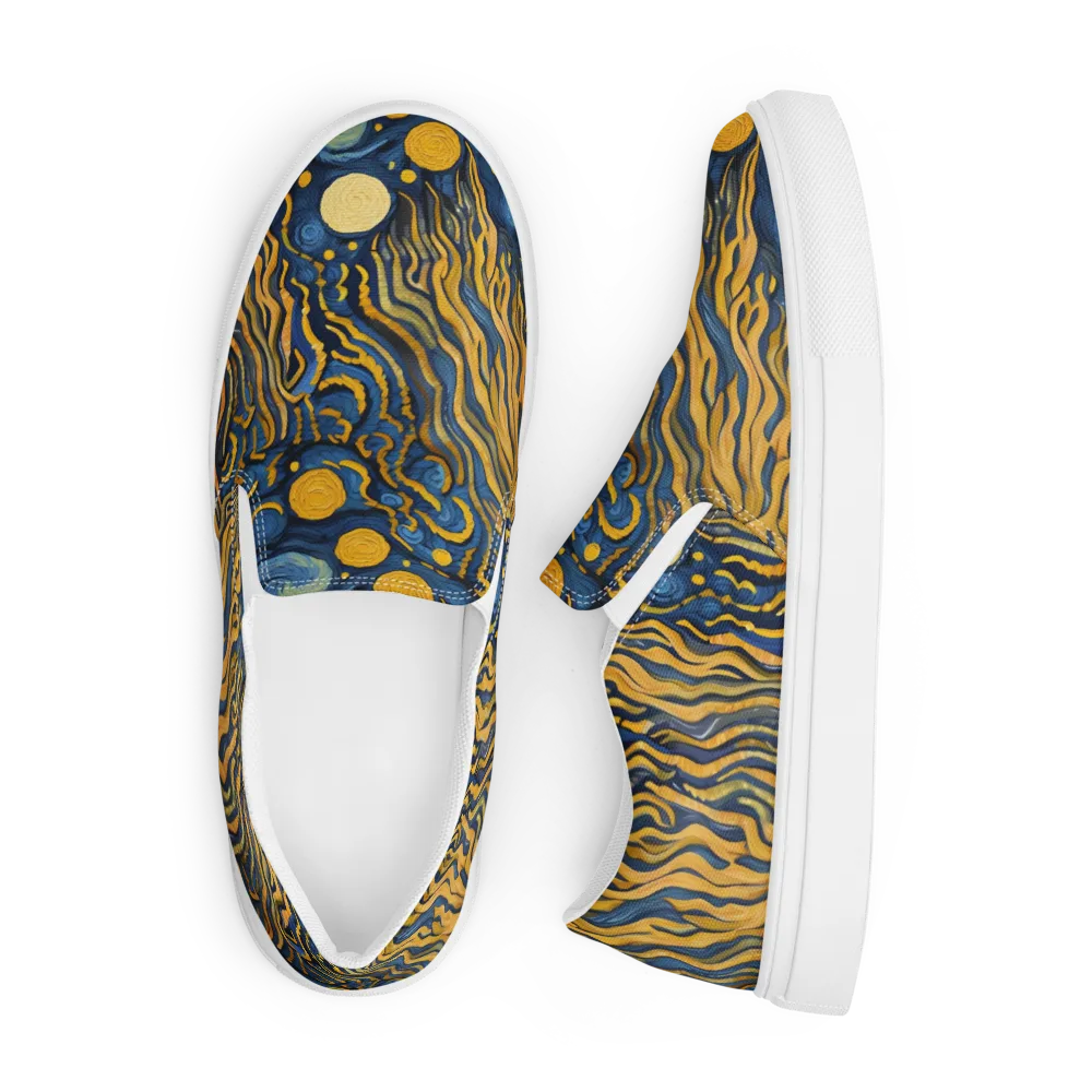 Gilded Tidal Bloom on Men's Slip-On Canvas Shoes — Front
