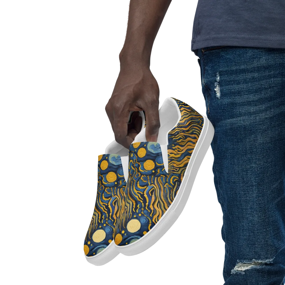 Gilded Tidal Bloom on Men's Slip-On Canvas Shoes — Left Front