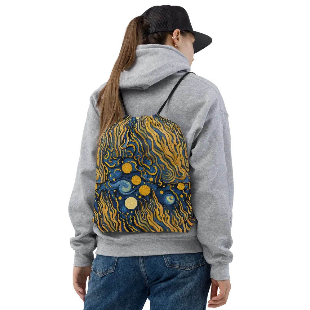Gilded Tidal Bloom on Drawstring Bag — Front
