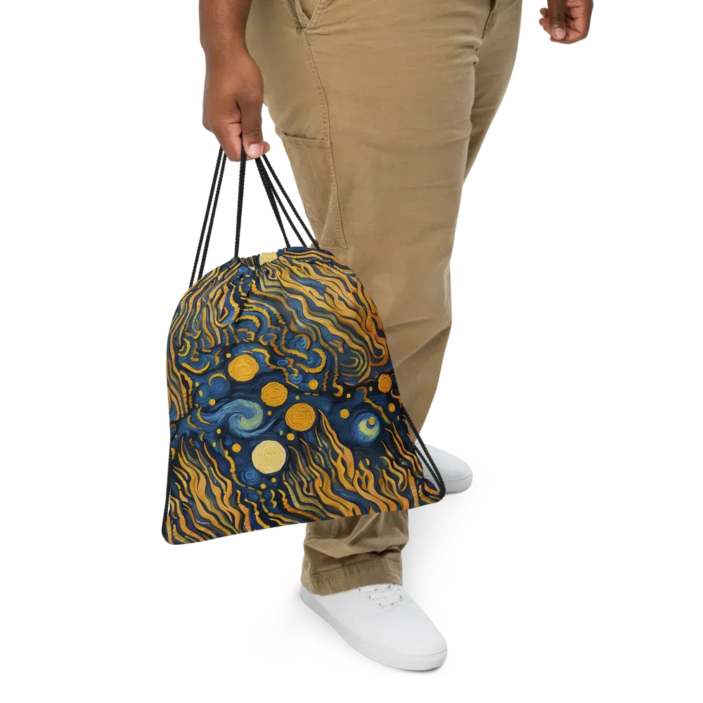 Gilded Tidal Bloom on Drawstring Bag — Front