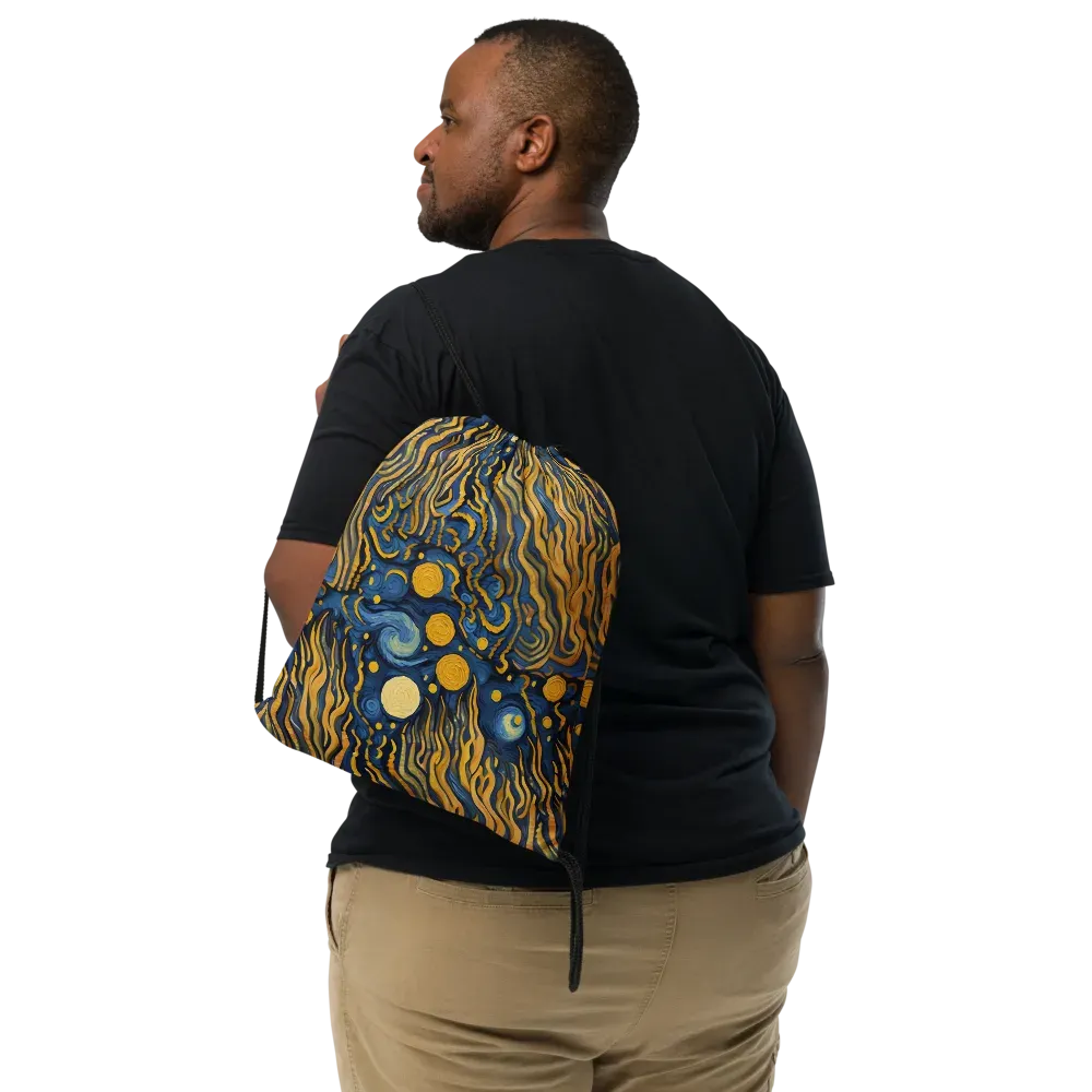 Gilded Tidal Bloom on Drawstring Bag — Front