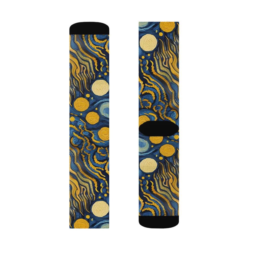 Gilded Tidal Bloom on Socks — Left Sock