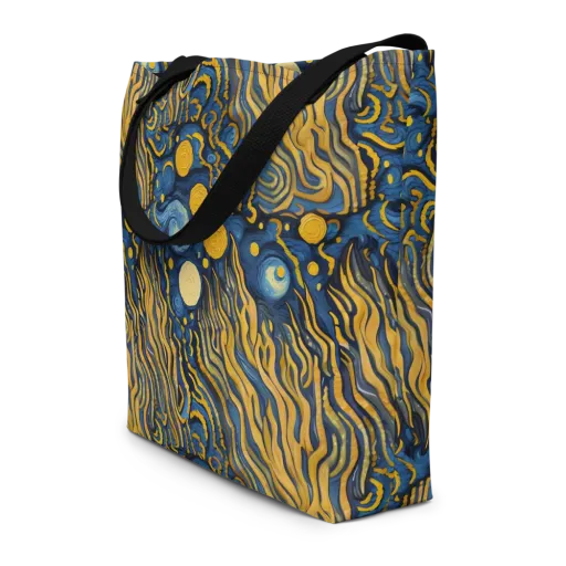 Gilded Tidal Bloom on a Large Tote Bag W/ Pocket