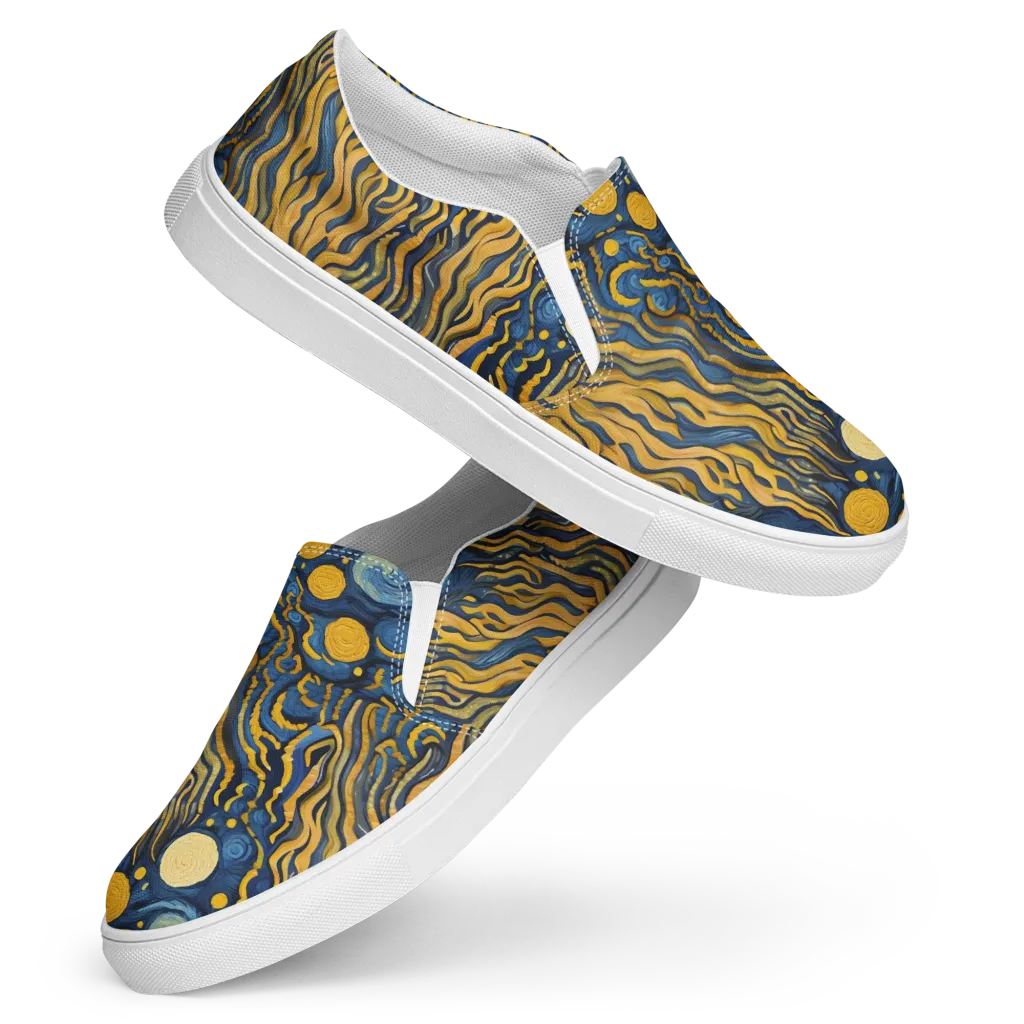 Gilded Tidal Bloom on Women's Slip-On Canvas Shoes — Front
