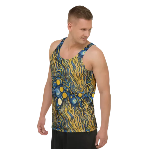 Gilded Tidal Bloom on a Men's Tank Top