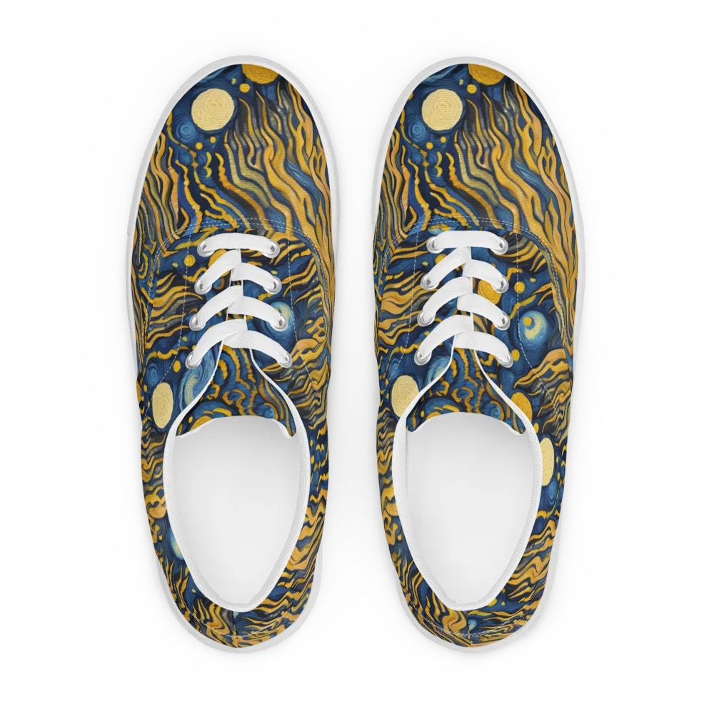 Gilded Tidal Bloom on Men's Lace-Up Canvas Shoes — Front