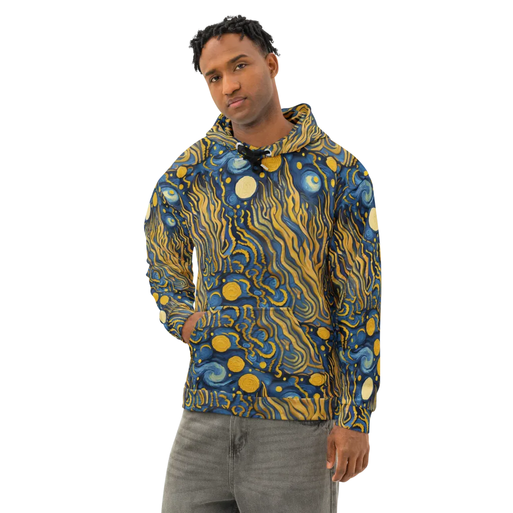Gilded Tidal Bloom on Cotton Hoodie — Left Front