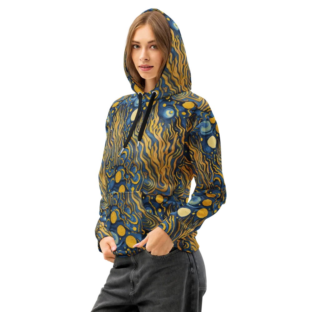 Gilded Tidal Bloom on Cotton Hoodie — Left Front