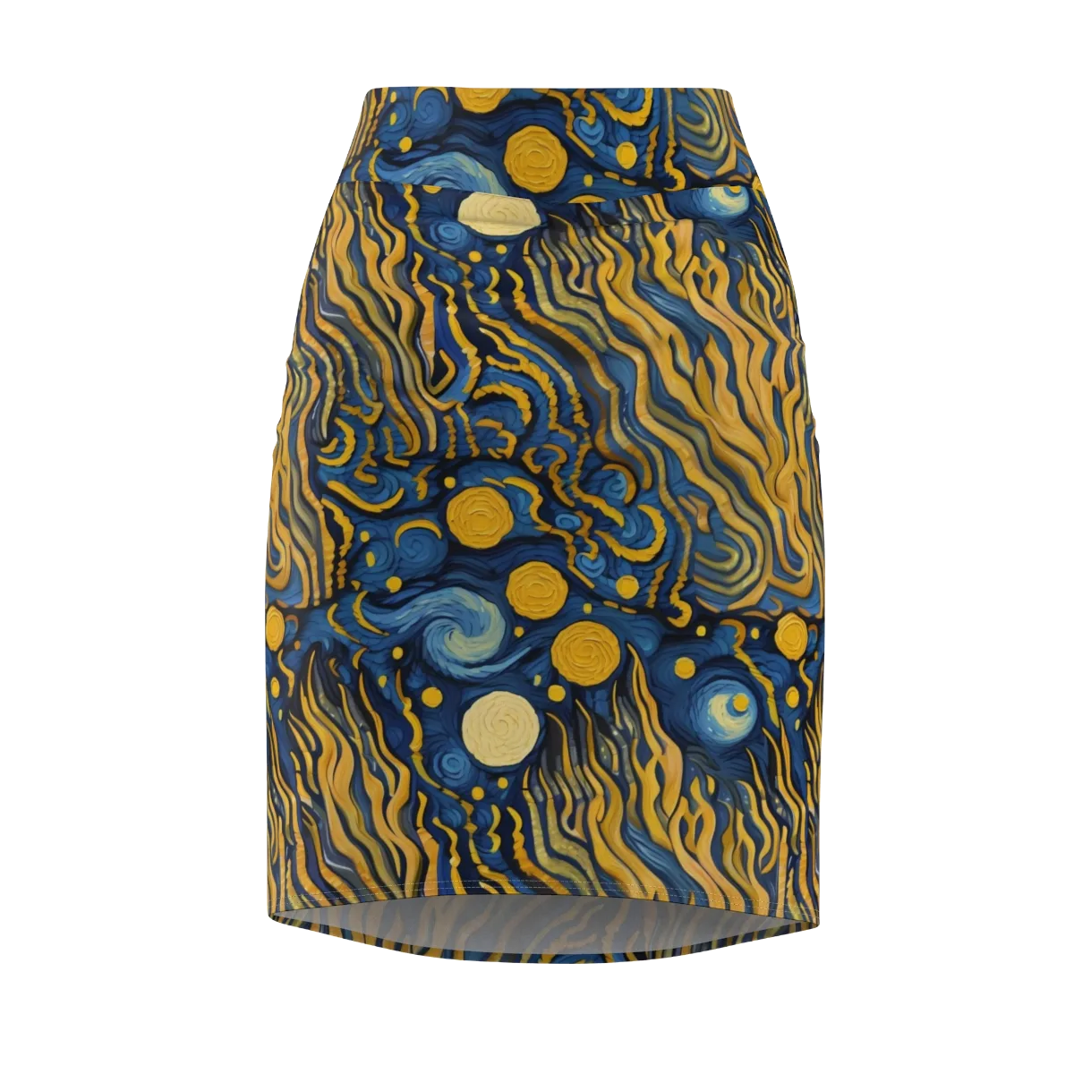 Gilded Tidal Bloom on Pencil Skirt — Front