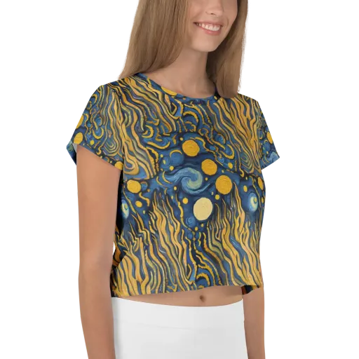 Gilded Tidal Bloom on a Crop Tee