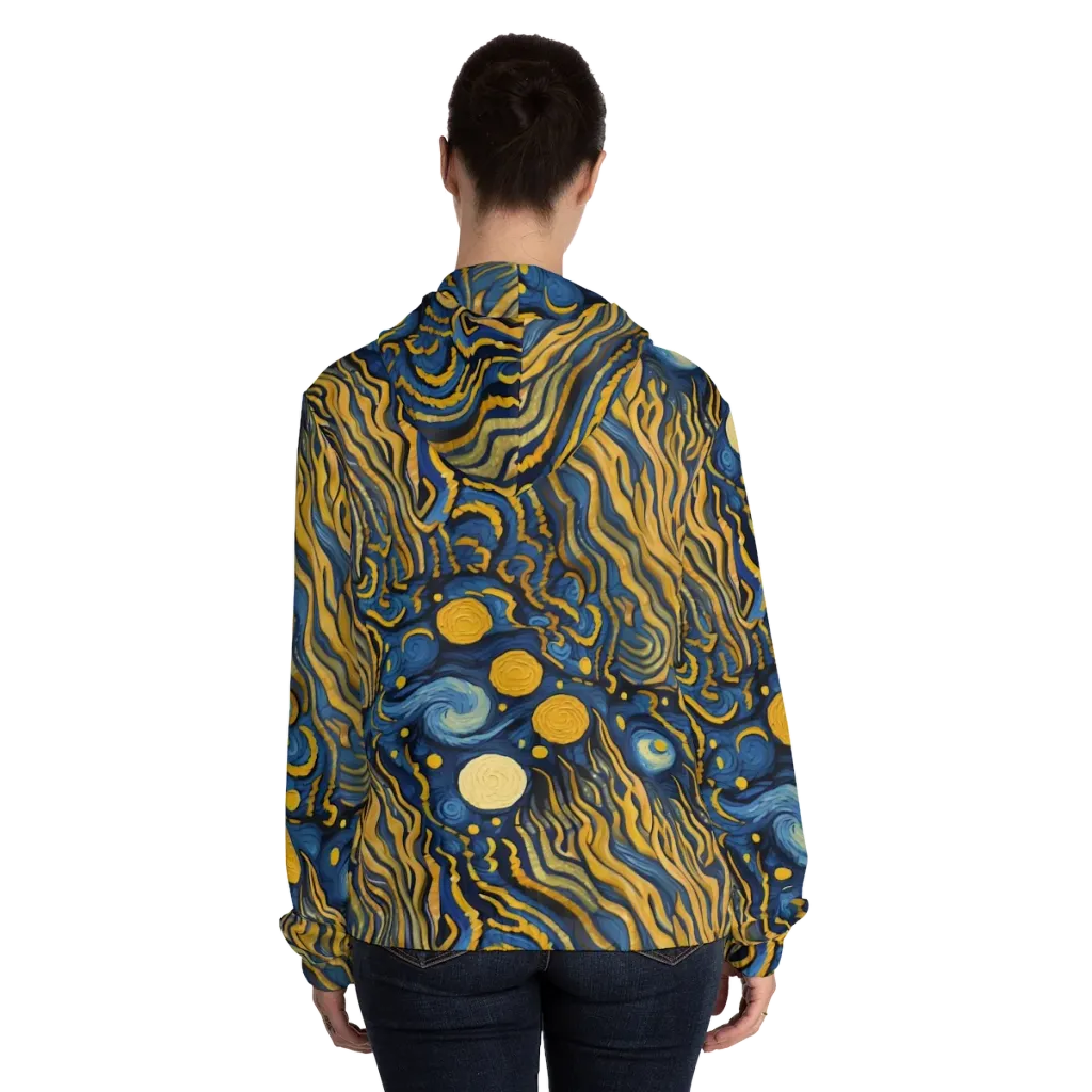 Gilded Tidal Bloom on Women's Full-Zip Hoodie — Back On Person