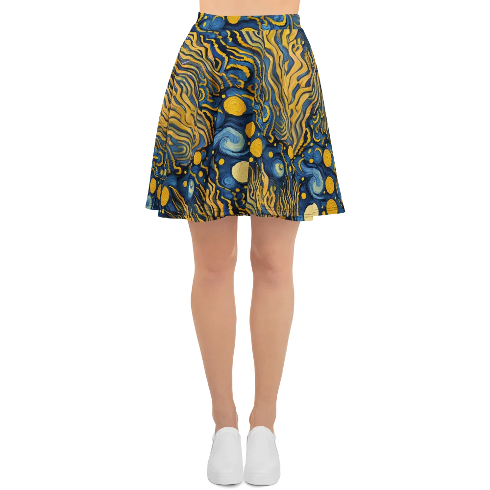 Gilded Tidal Bloom on Skater Skirt — Front