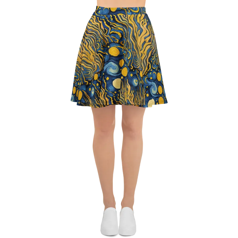 Gilded Tidal Bloom on Skater Skirt — Front