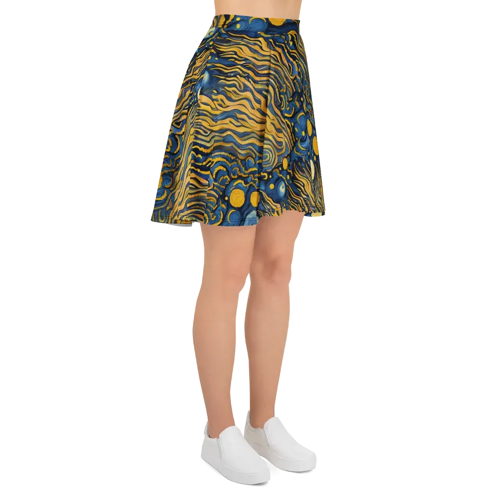 Gilded Tidal Bloom on Skater Skirt — Right
