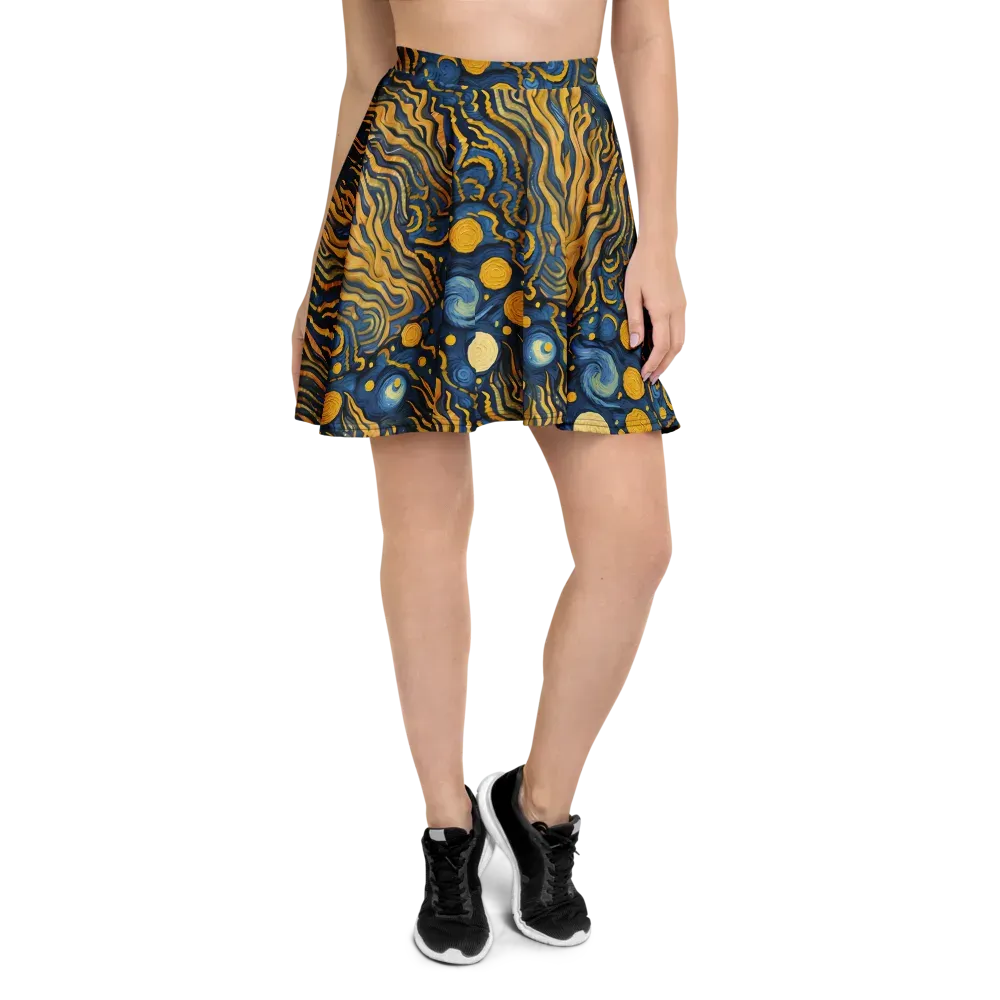 Gilded Tidal Bloom on Skater Skirt — Front