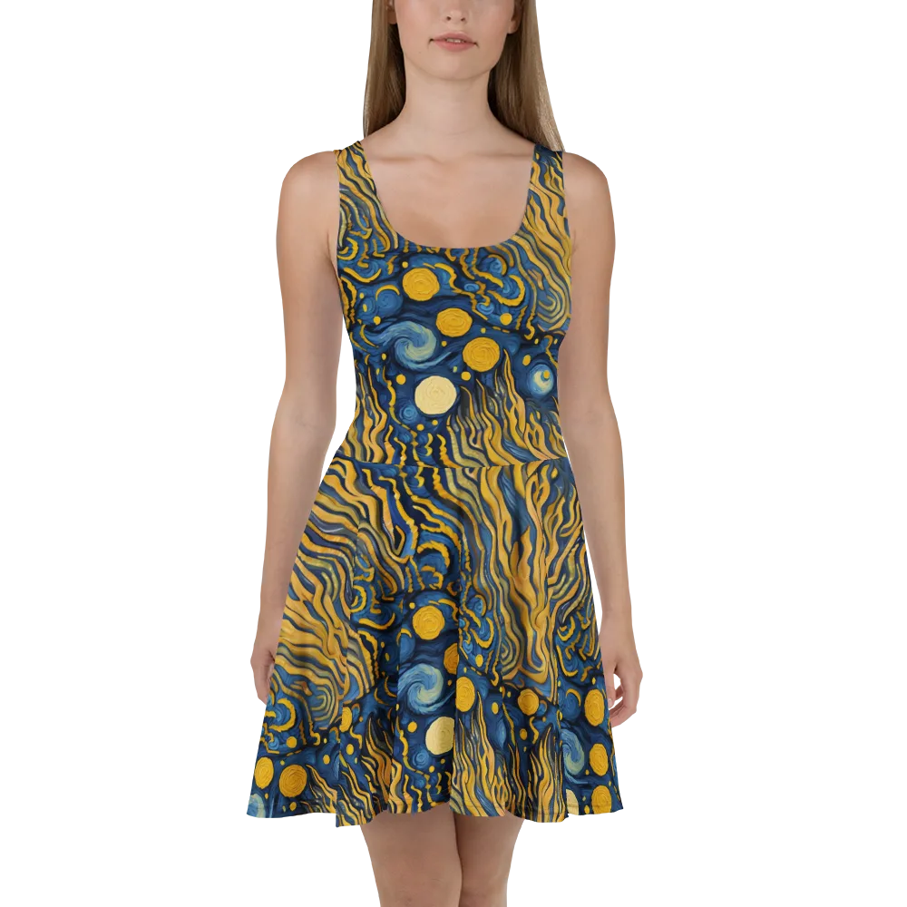 Gilded Tidal Bloom on Skater Dress — Front