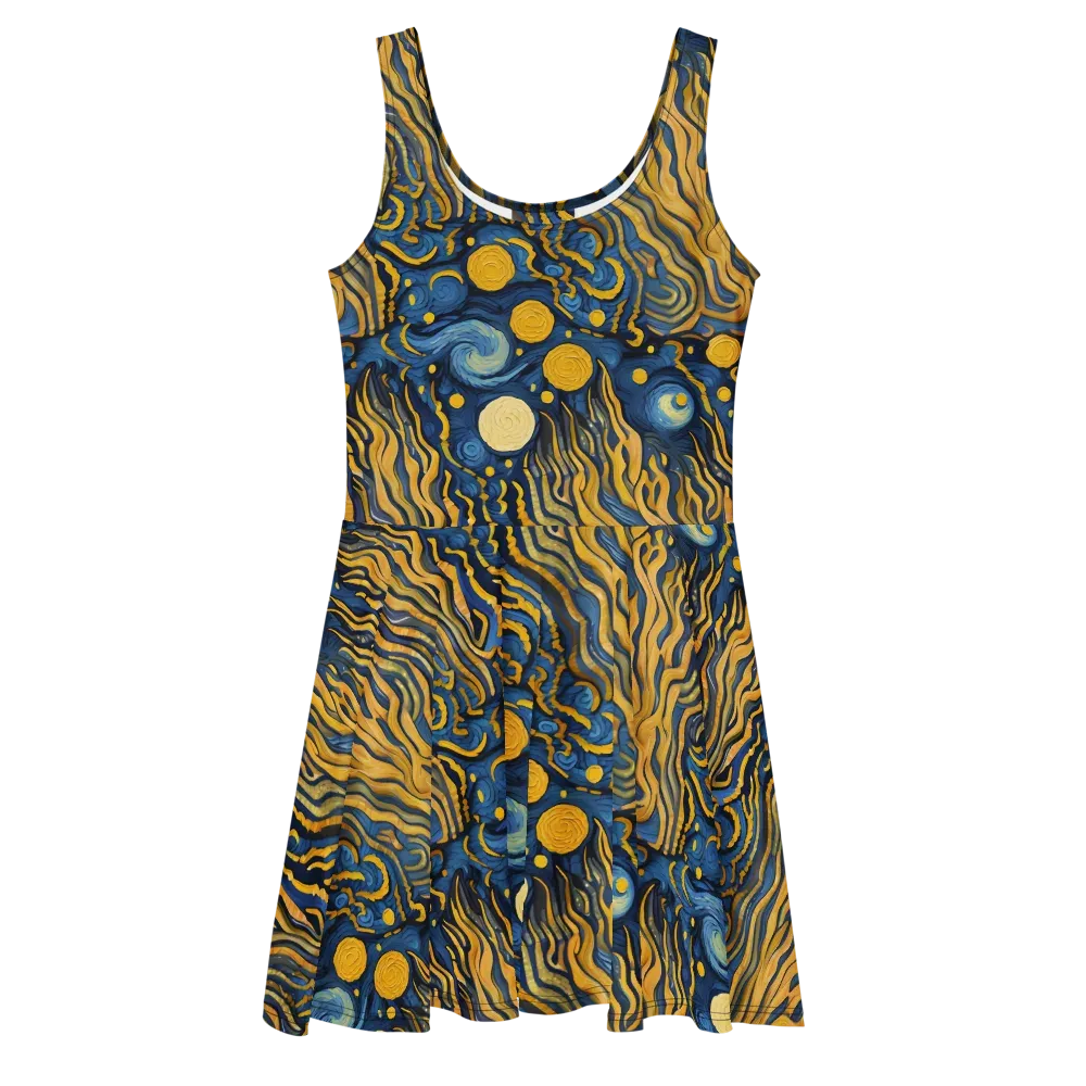 Gilded Tidal Bloom on Skater Dress — Front