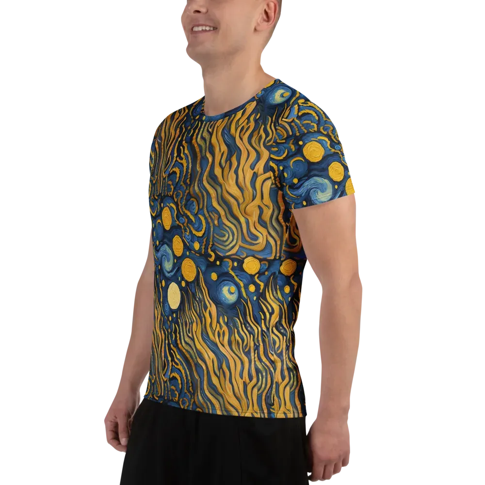 Gilded Tidal Bloom on Men's Athletic T-Shirt — Left