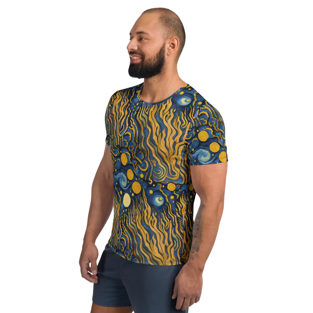 Gilded Tidal Bloom on Men's Athletic T-Shirt — Left