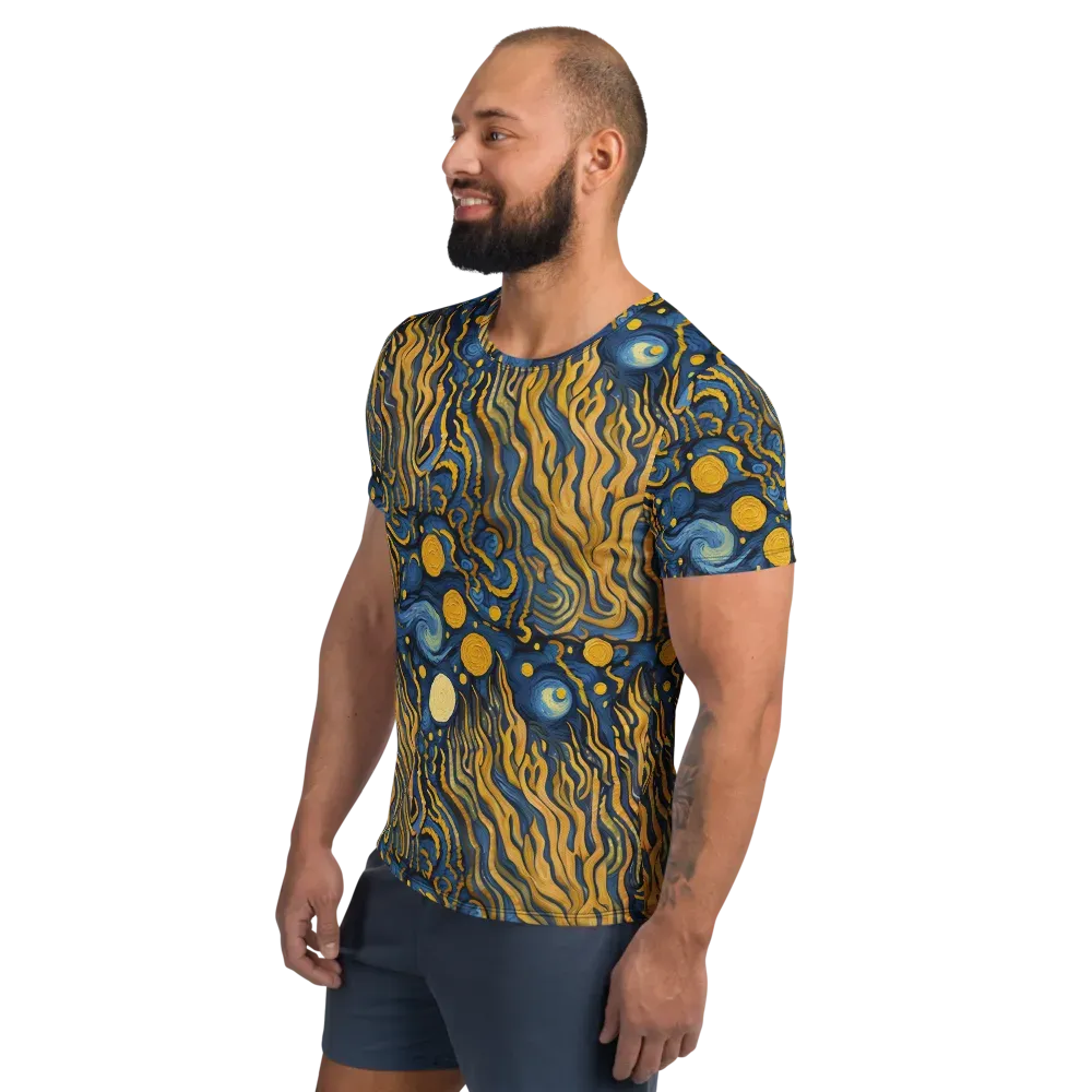 Gilded Tidal Bloom on Men's Athletic T-Shirt — Left