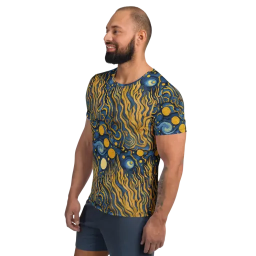Gilded Tidal Bloom on a Men's Athletic T-Shirt