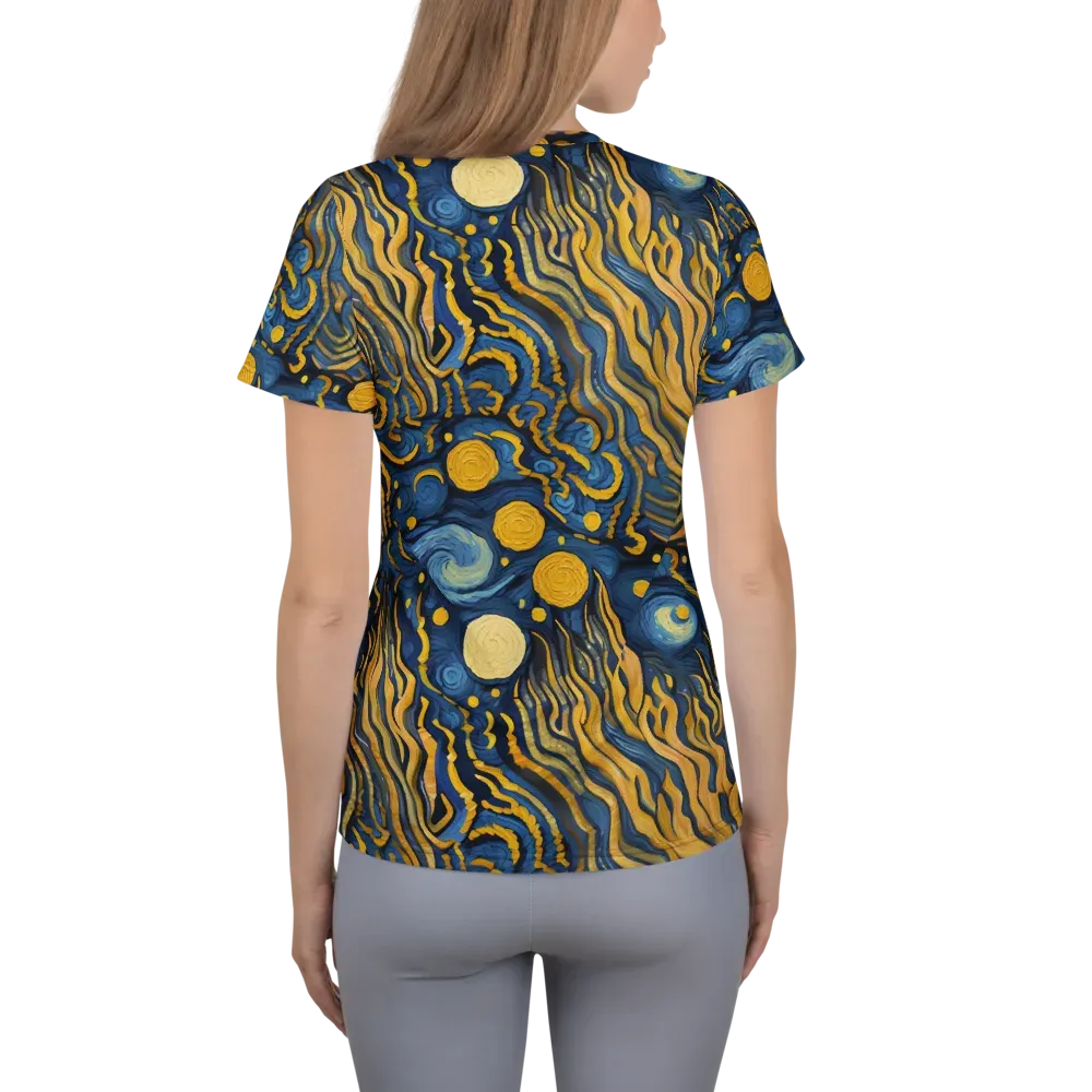 Gilded Tidal Bloom on Women's Athletic T-Shirt — Back