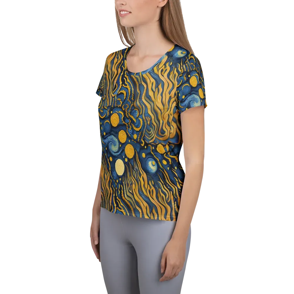 Gilded Tidal Bloom on Women's Athletic T-Shirt — Left
