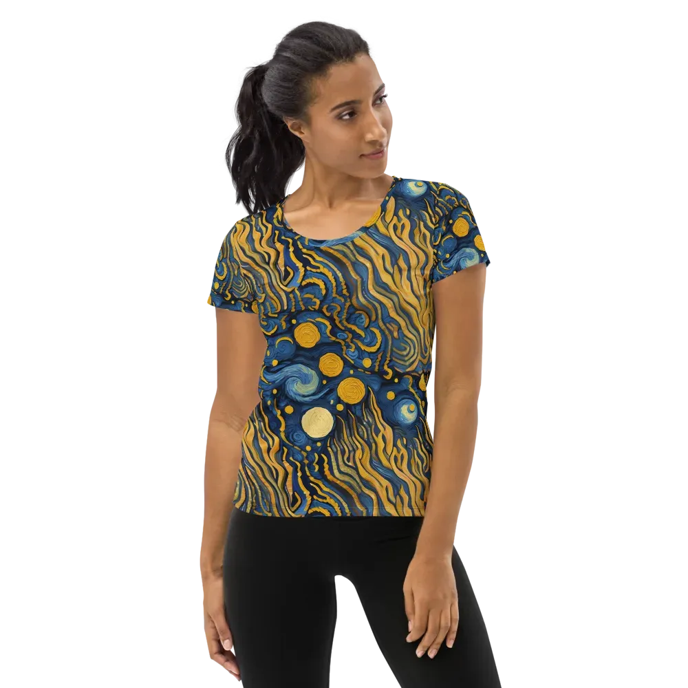Gilded Tidal Bloom on Women's Athletic T-Shirt — Front