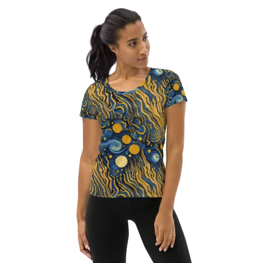 Gilded Tidal Bloom on a Women's Athletic T-Shirt