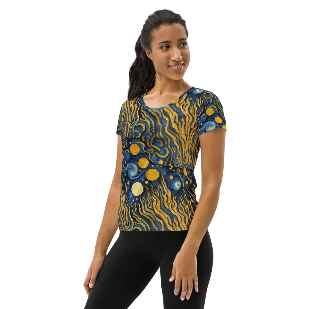 Gilded Tidal Bloom on Women's Athletic T-Shirt — Left