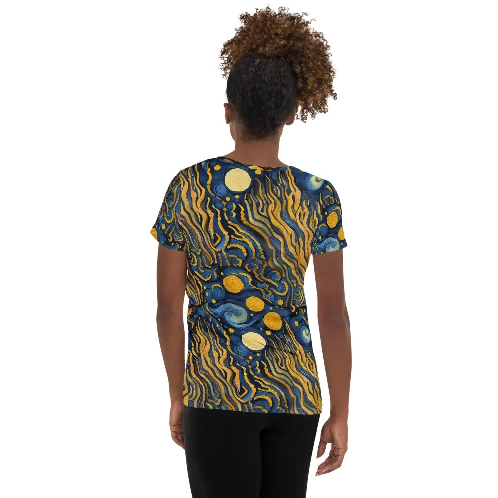 Gilded Tidal Bloom on Women's Athletic T-Shirt — Back