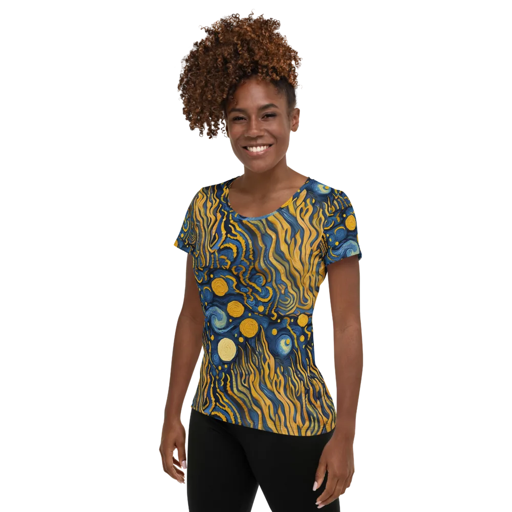 Gilded Tidal Bloom on Women's Athletic T-Shirt — Left