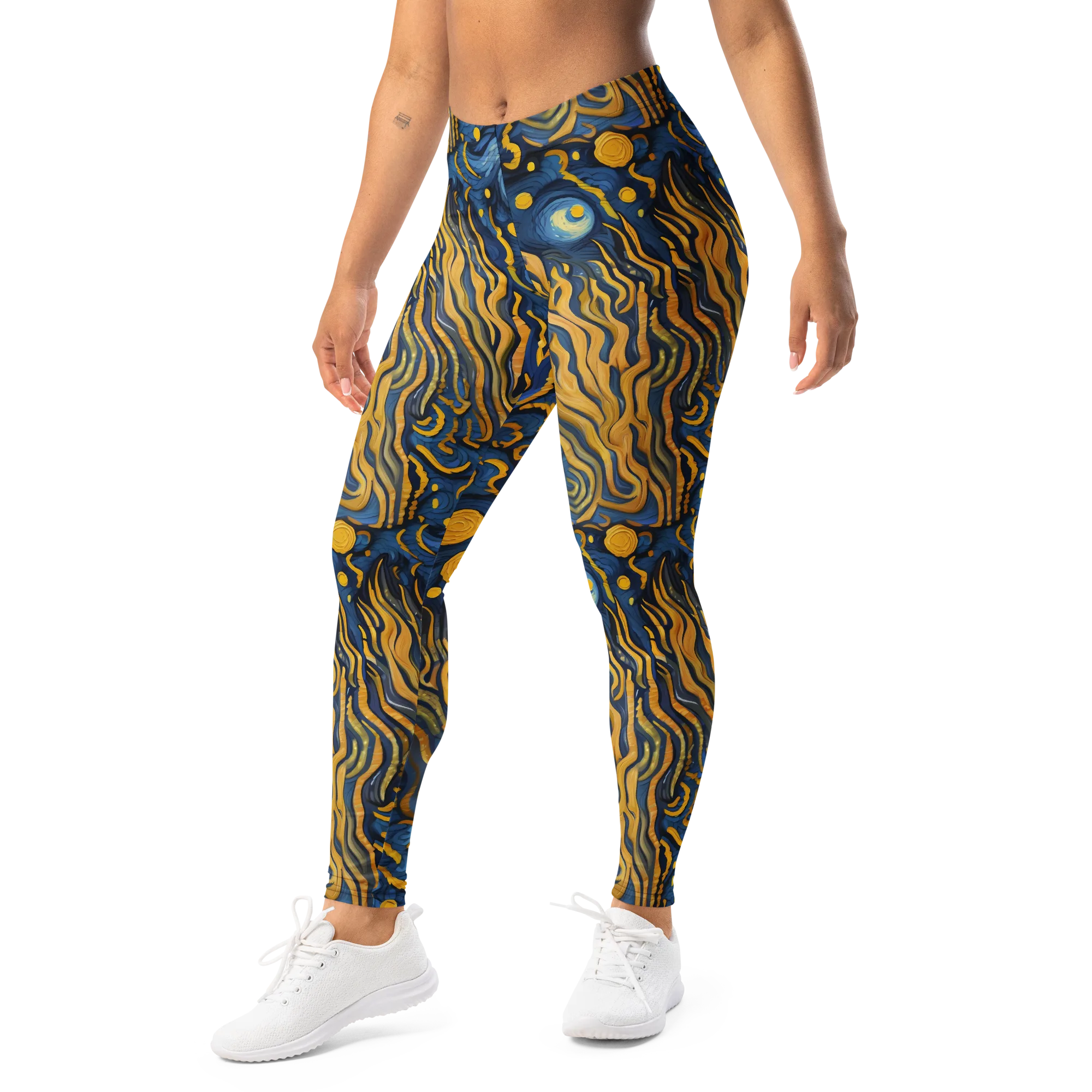 Gilded Tidal Bloom on Leggings — Left Front