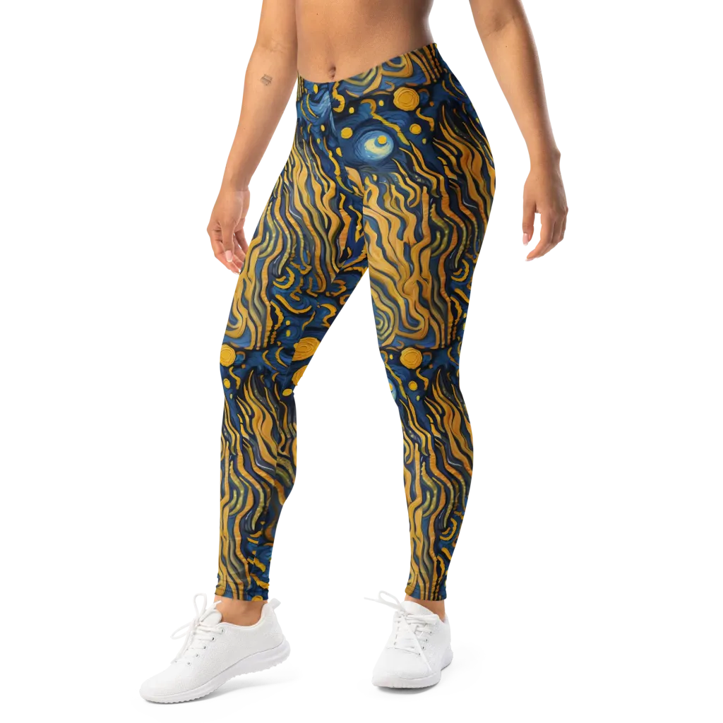 Gilded Tidal Bloom on Leggings — Left Front