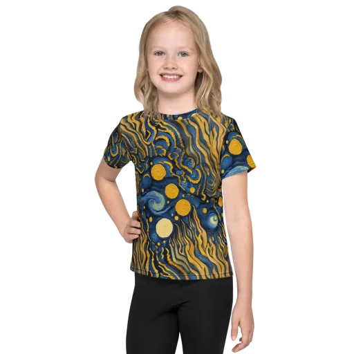 Gilded Tidal Bloom on a Kids Crew Neck T-Shirt