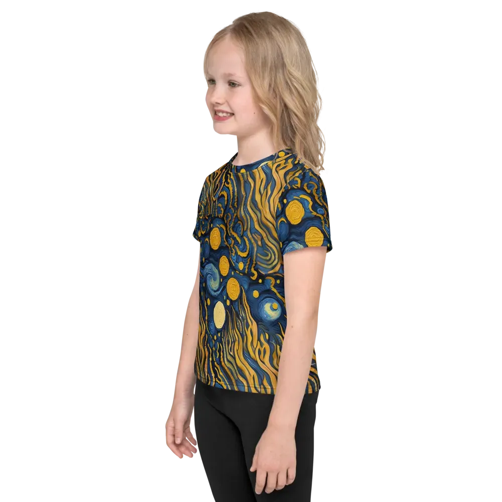 Gilded Tidal Bloom on Kids Crew Neck T-Shirt — Left