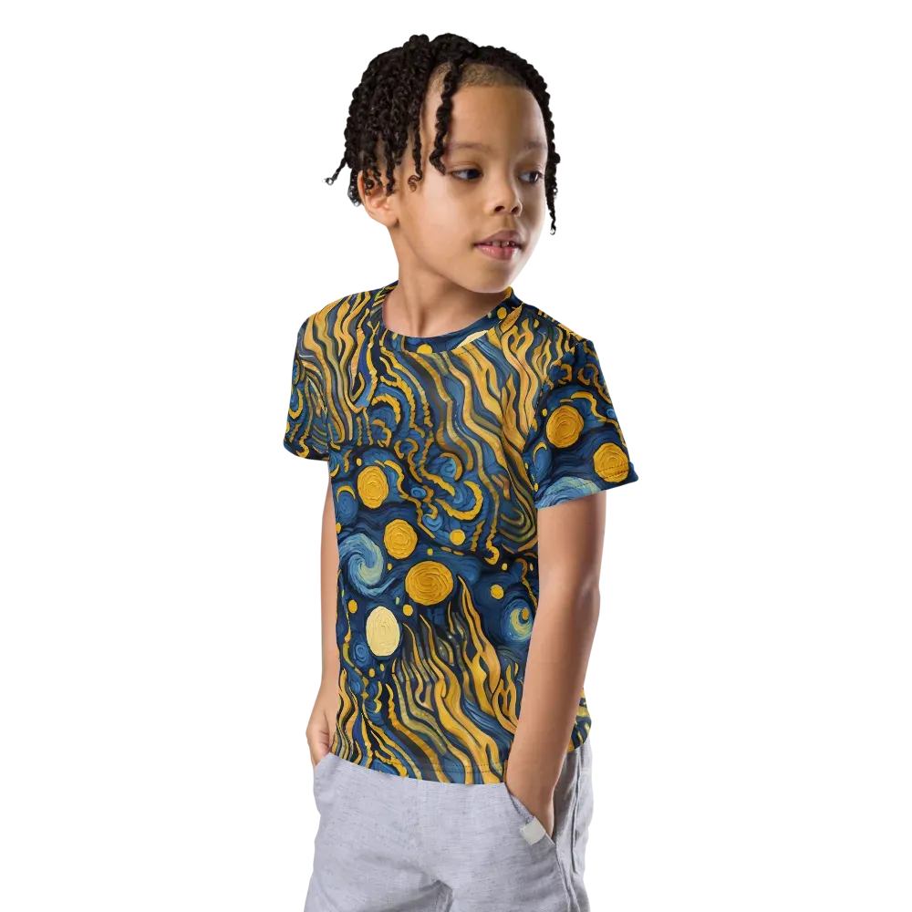 Gilded Tidal Bloom on Kids Crew Neck T-Shirt — Left Front