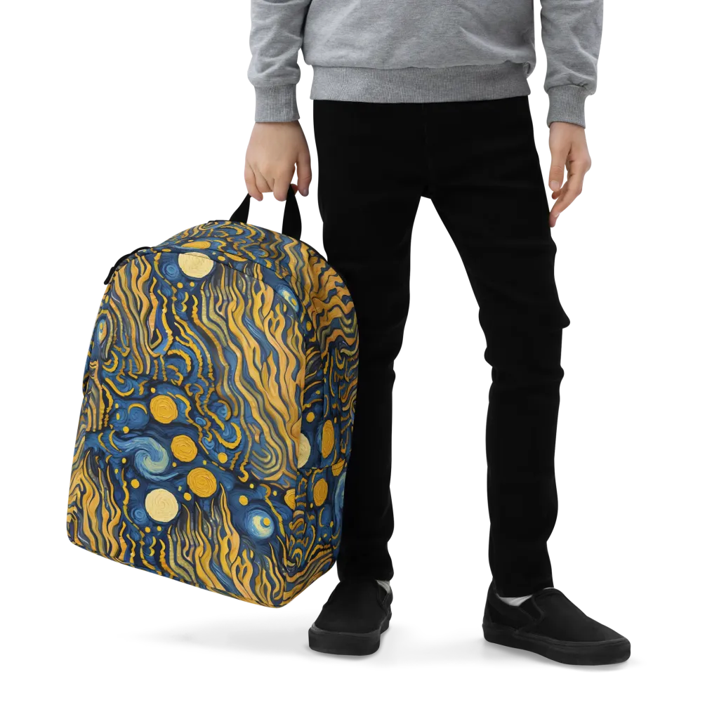 Gilded Tidal Bloom on Minimalist Backpack — Zoomed-in
