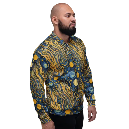 Gilded Tidal Bloom on a Bomber Jacket