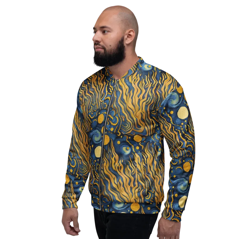 Gilded Tidal Bloom on Bomber Jacket — Left