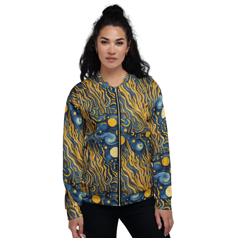 Gilded Tidal Bloom on Bomber Jacket — Front
