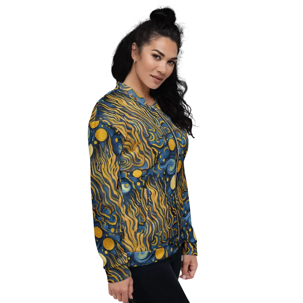 Gilded Tidal Bloom on Bomber Jacket — Right