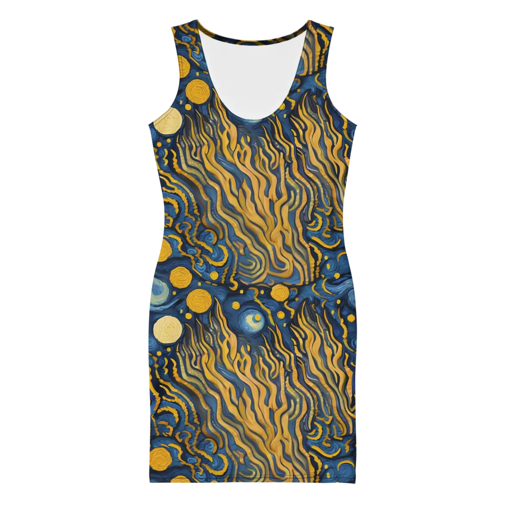 Gilded Tidal Bloom on Bodycon Dress — Front