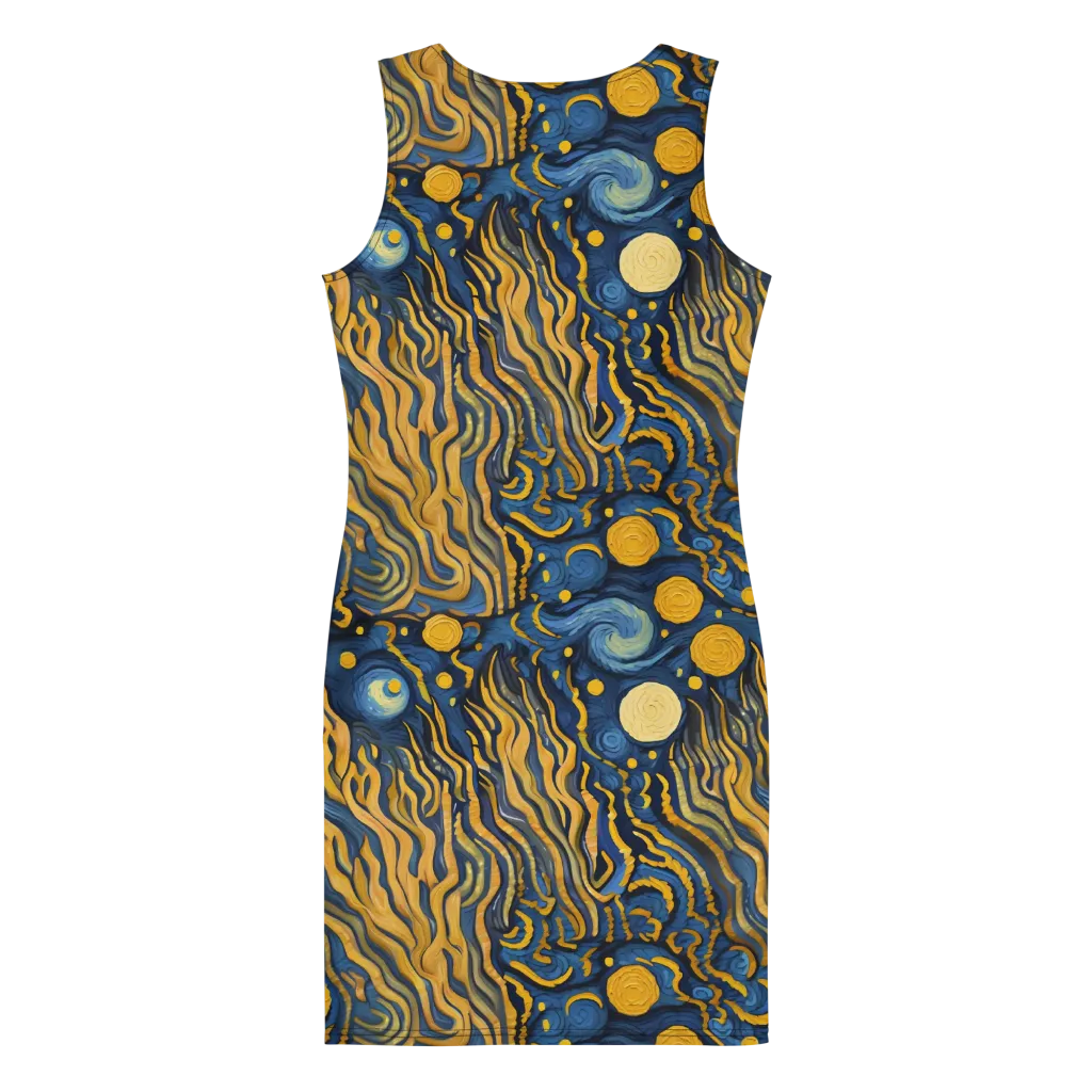 Gilded Tidal Bloom on Bodycon Dress — Back