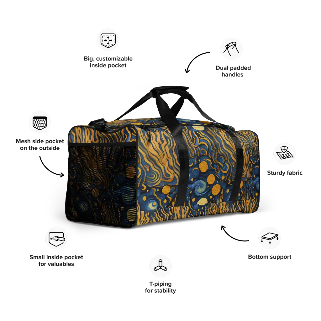 Gilded Tidal Bloom on Duffle Bag — Right Front