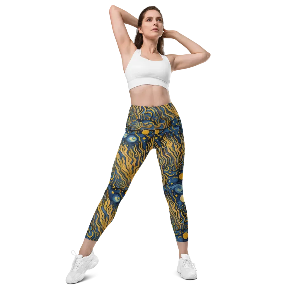 Gilded Tidal Bloom on Leggings with Pockets — Front
