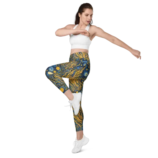 Gilded Tidal Bloom on a Leggings with Pockets