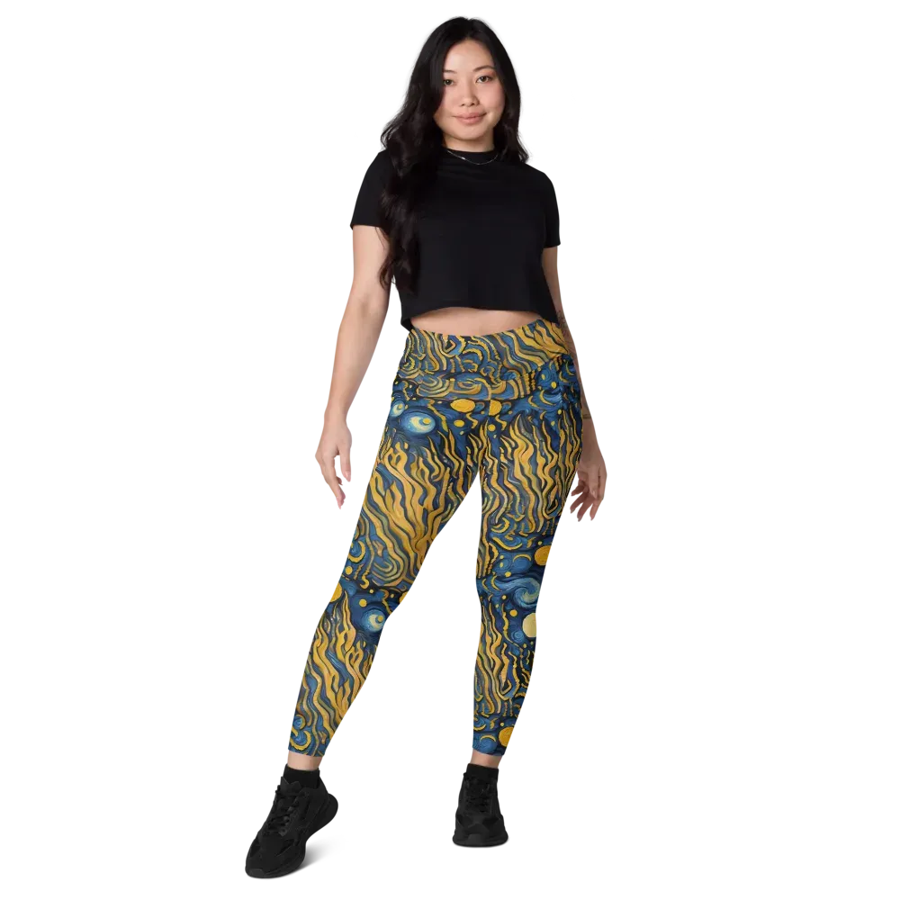 Gilded Tidal Bloom on Leggings with Pockets — Front